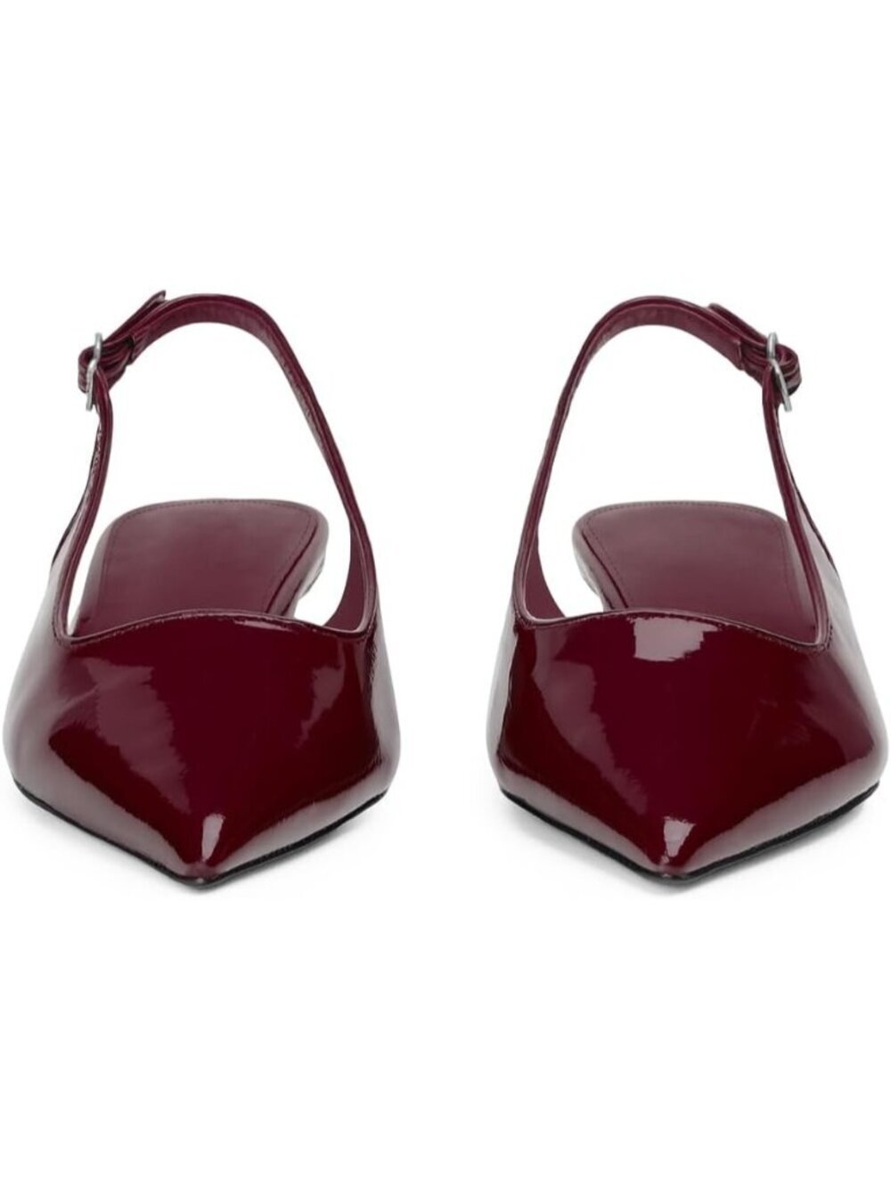 Women's Wine Red Pointed Toe Slingback Kitten Dress Shoes Sling Back Low Heels - Picture 6 of 7